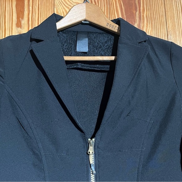 Rare Style MPG Active Black Collared V-Neck Zip Up Workout Jacket Pockets - Picture 4 of 16